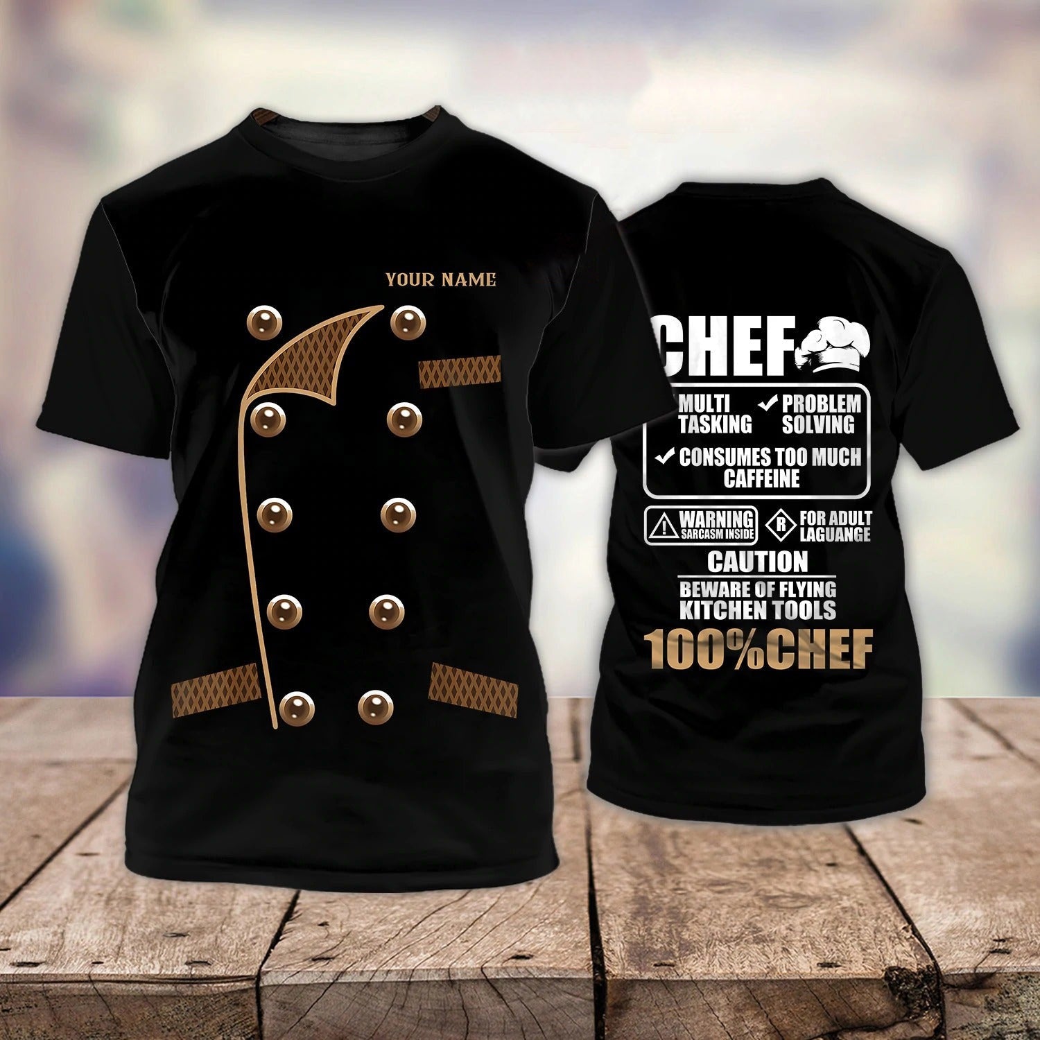 Chef 3D Shirt, Bakery Chef Full Print Tee Shirt, Personalized Name 3D Tshirt, Sublimation Master Chef T Shirt