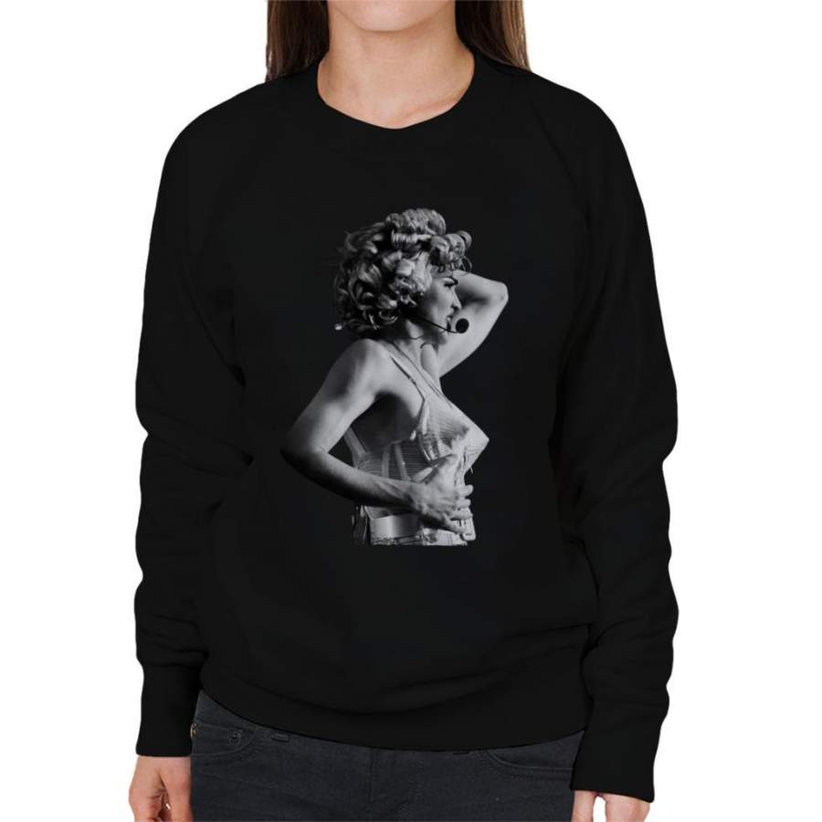 Madonna Black And White Cone Bra Corset Blonde Ambition Tour 1990 Women’s Sweatshirt