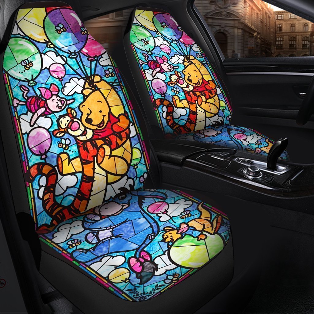 Winnie The Pooh Glass Cartoon Car Seat Cover