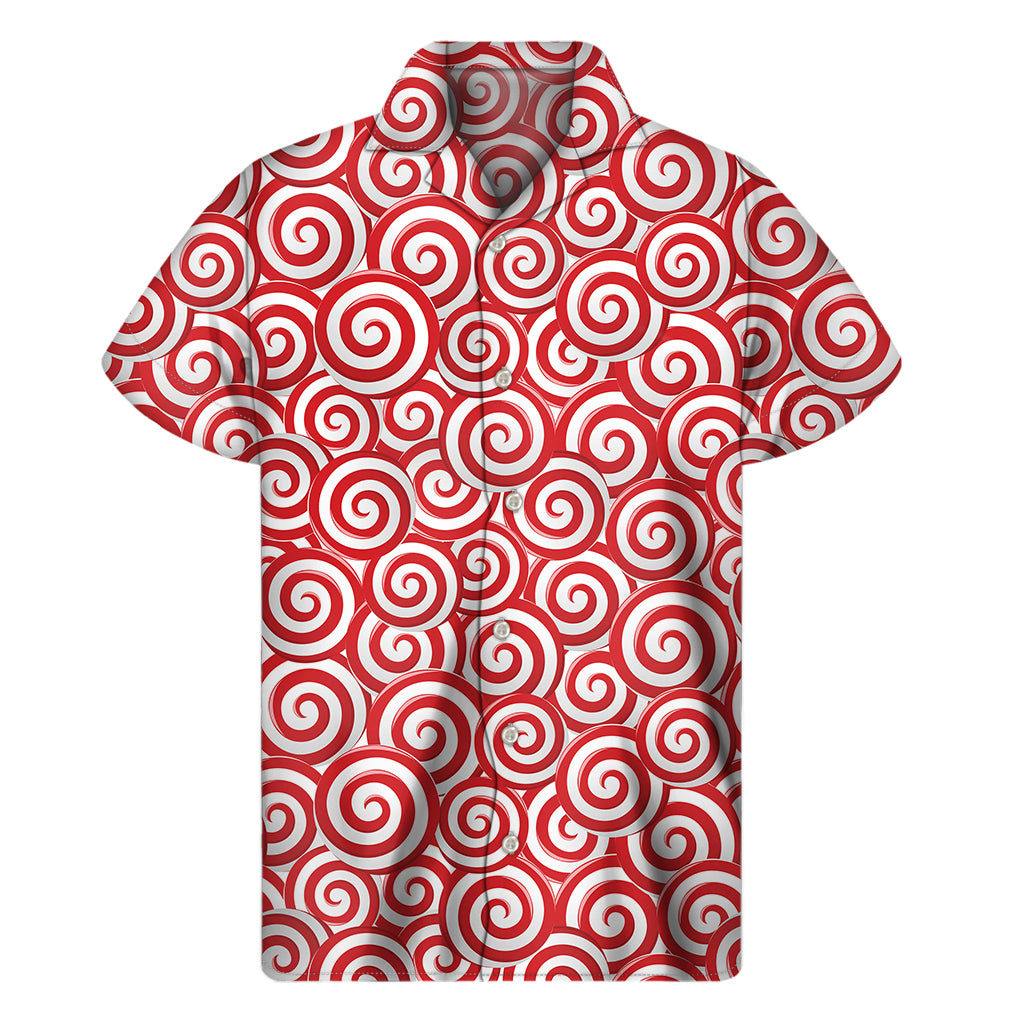 Red Lollipop Candy Pattern Print Men’S Short Sleeve Shirt