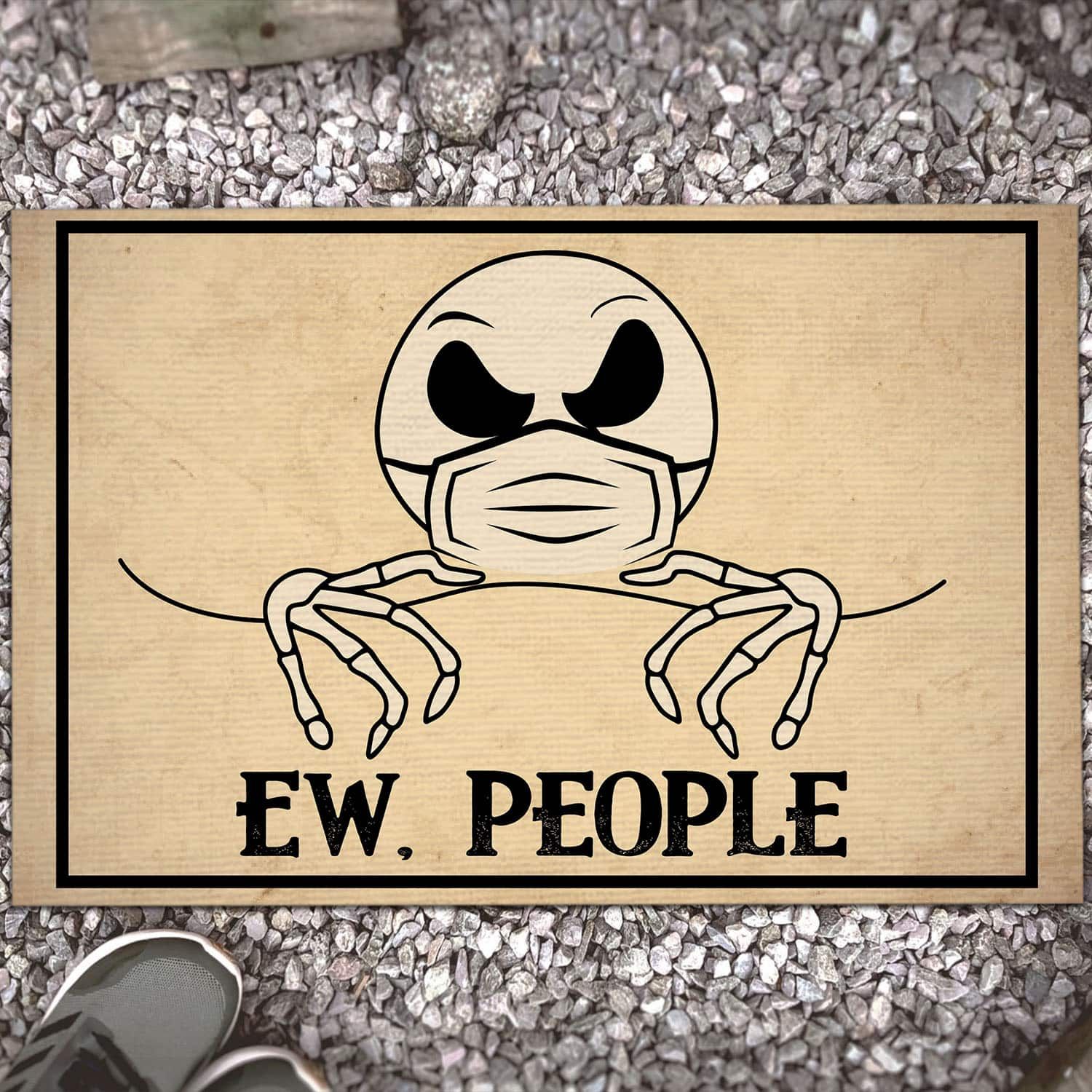 Ew People Jack Skellington Face Mask Funny Welcome Rug Entrance Decorative Doormat Evg43603