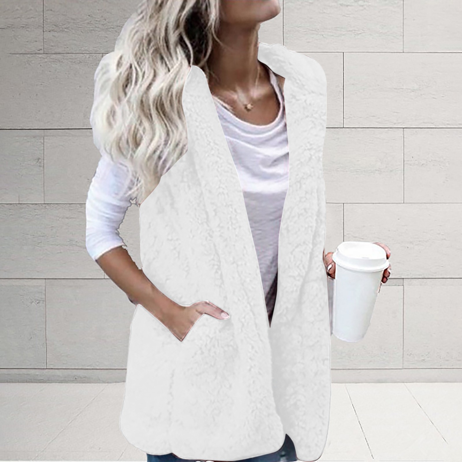 Autumn Winter Double-sided Fluffy Vest Solid Color Plush Vest Women Loose Cardigan Coat Women Sleeveless Jacket жилетка женская alx