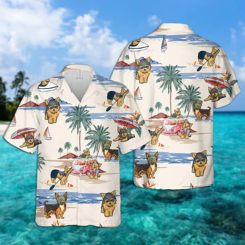 Yorkie Summer Beach Hawaii Dog Short Sleeve Hawaii Shirt Ha59967