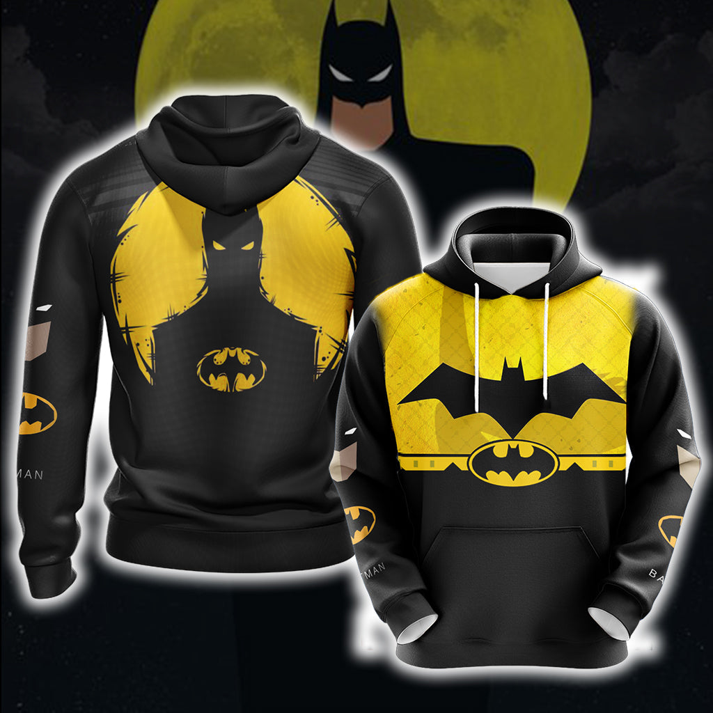 Unifinz Batman Hoodie Batman Silhouette Black Yellow Hoodie 2022