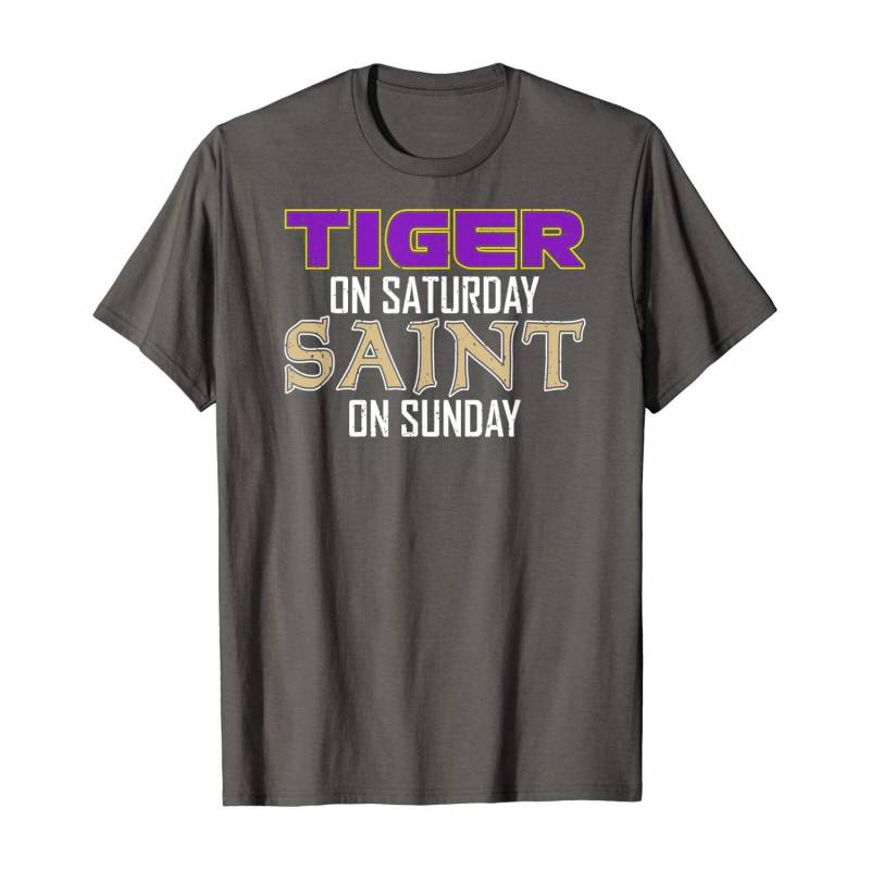 Tiger On Saturday Saint On Sunday Louisiana Vintage Football T-shirt