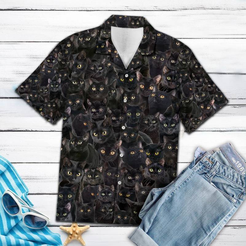 Black Cat Awesome Hawaiian Shirt Ha98609