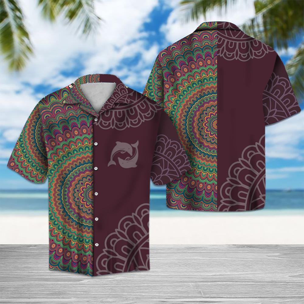 Dolphin Mandala Hawaiian Shirt Summer Button Up For Men, Women, Couple