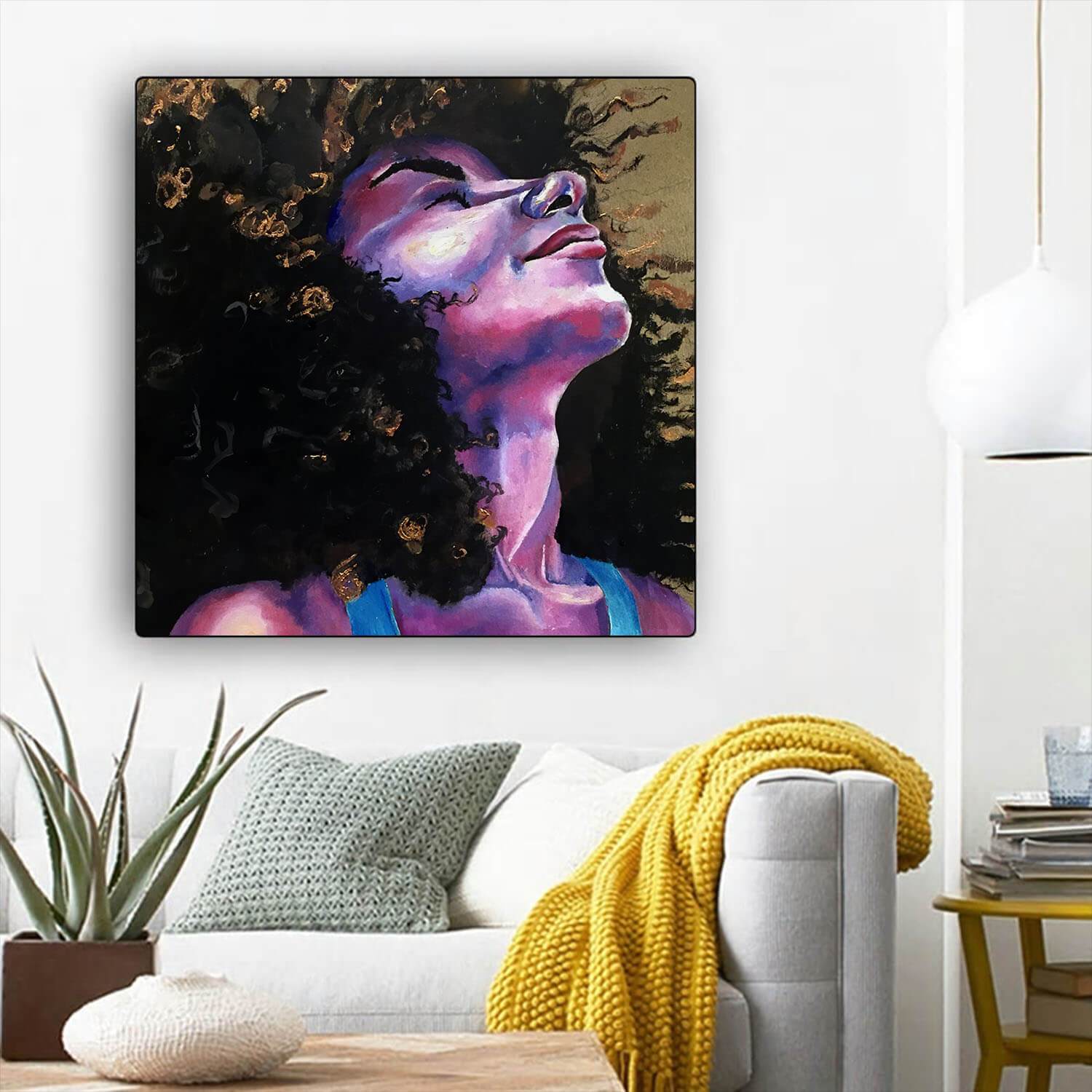 African Canvas Art Beautiful Girl With Afro Abstract African Wall Art Afrocentric Home Decor BPS67215