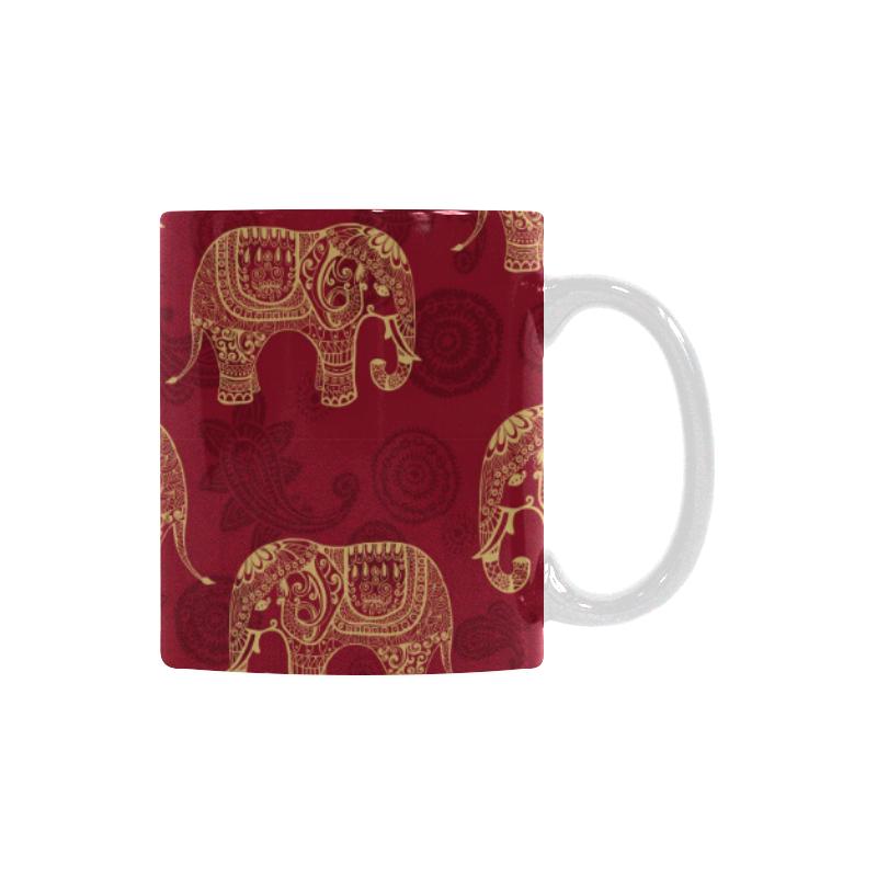 Elephant Tribal Pattern Classical White Mug (FulFilled In US)