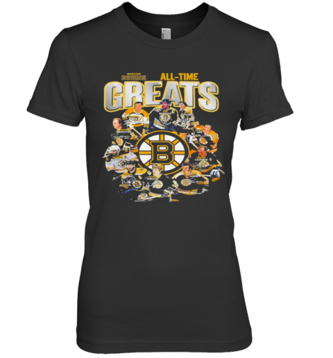 Boston Bruins All Time Greats Signatures Premium Women’S T-Shirt