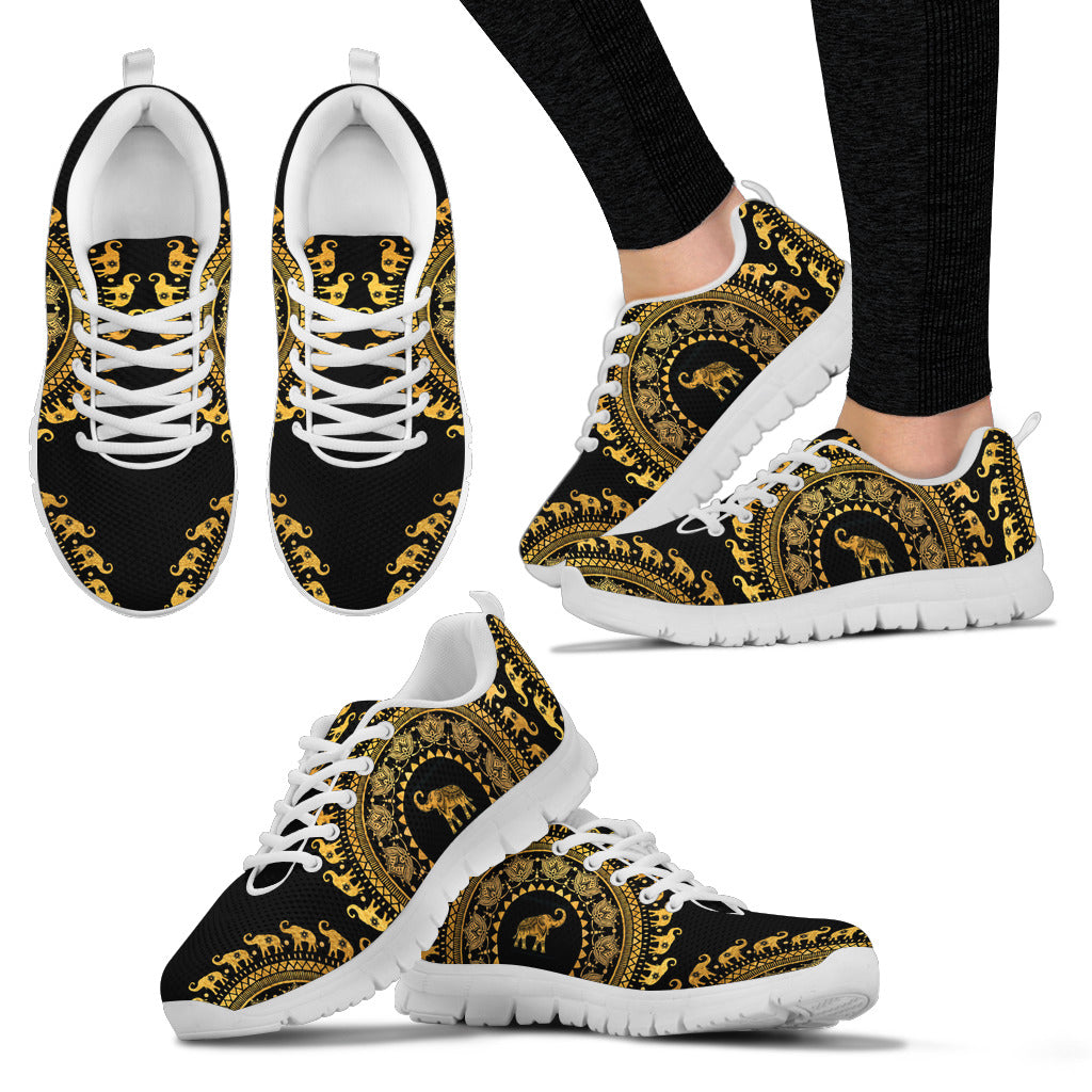 Golden Mandala Elephant Sneakers