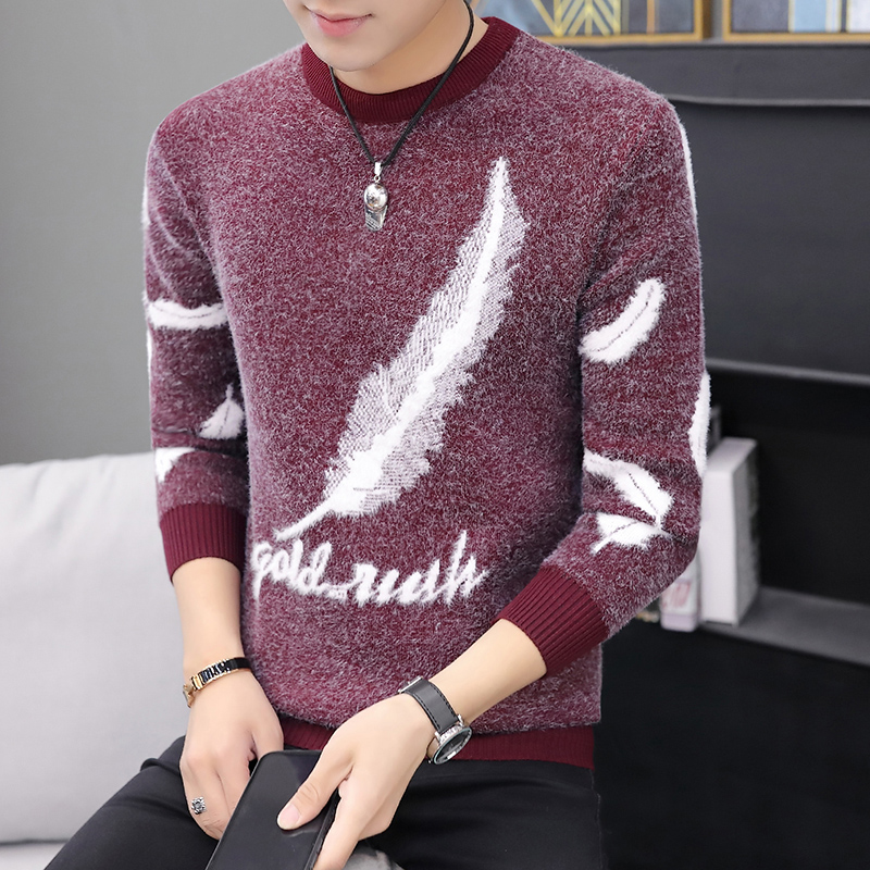 2021 Spring and Autumn Men’s Sweaters Korean Style All-match Clothes Slim Tops Youth Student Trend Knitwear Personality alx