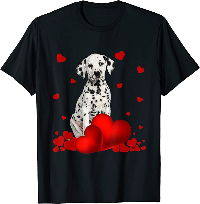 Valentines Day Love Hearts Dalmatian Dog Puppy Lover T-Shirt