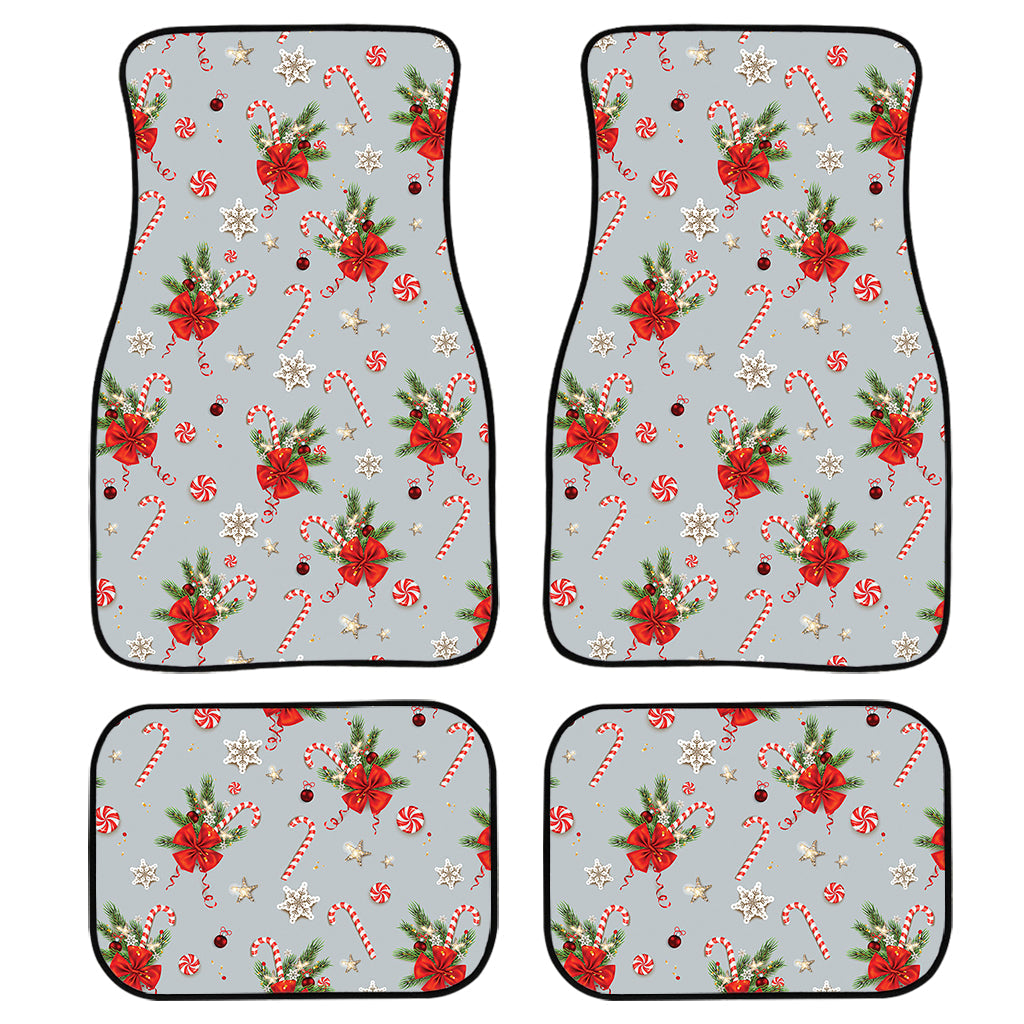 Christmas Winter Holiday Pattern Print Front And Back Car Floor Mats, Front Car Mat