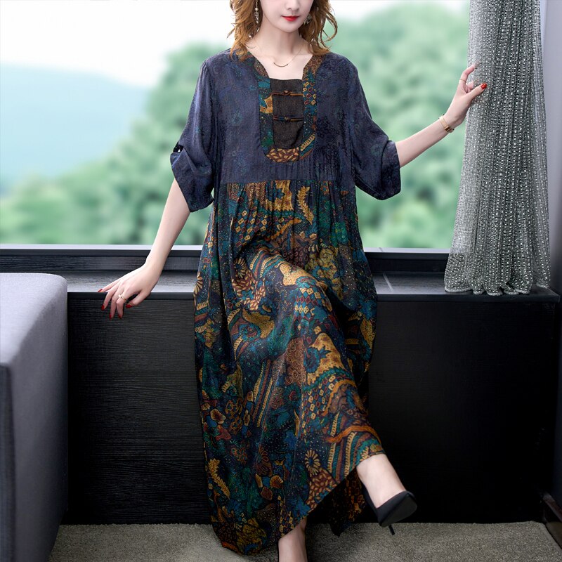 Women Floral Patchwork Cotton and Linen Maxi Dress Summer Vintage Casual 5XL Plus Size Dress 2022 Elegant Bodycon Party Vestidos alx