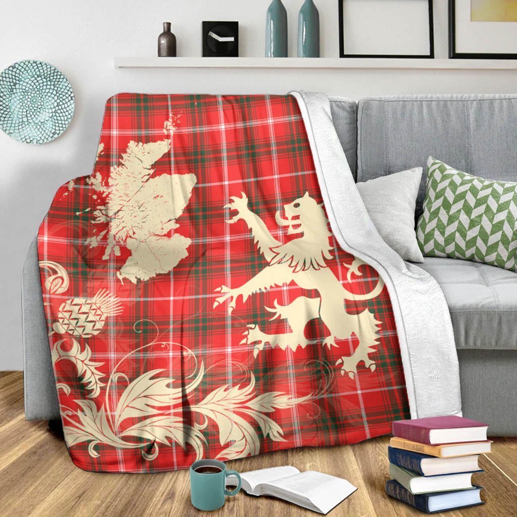 Tartan Blanket Duke Of Rothesay Modern Tartan Scotland Lion Thistle Map Plaid Blanket