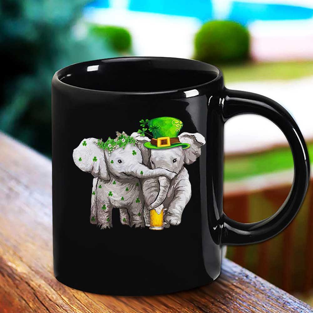 Elephant With Beer Saint Patrick’S Day Gift Black Mug