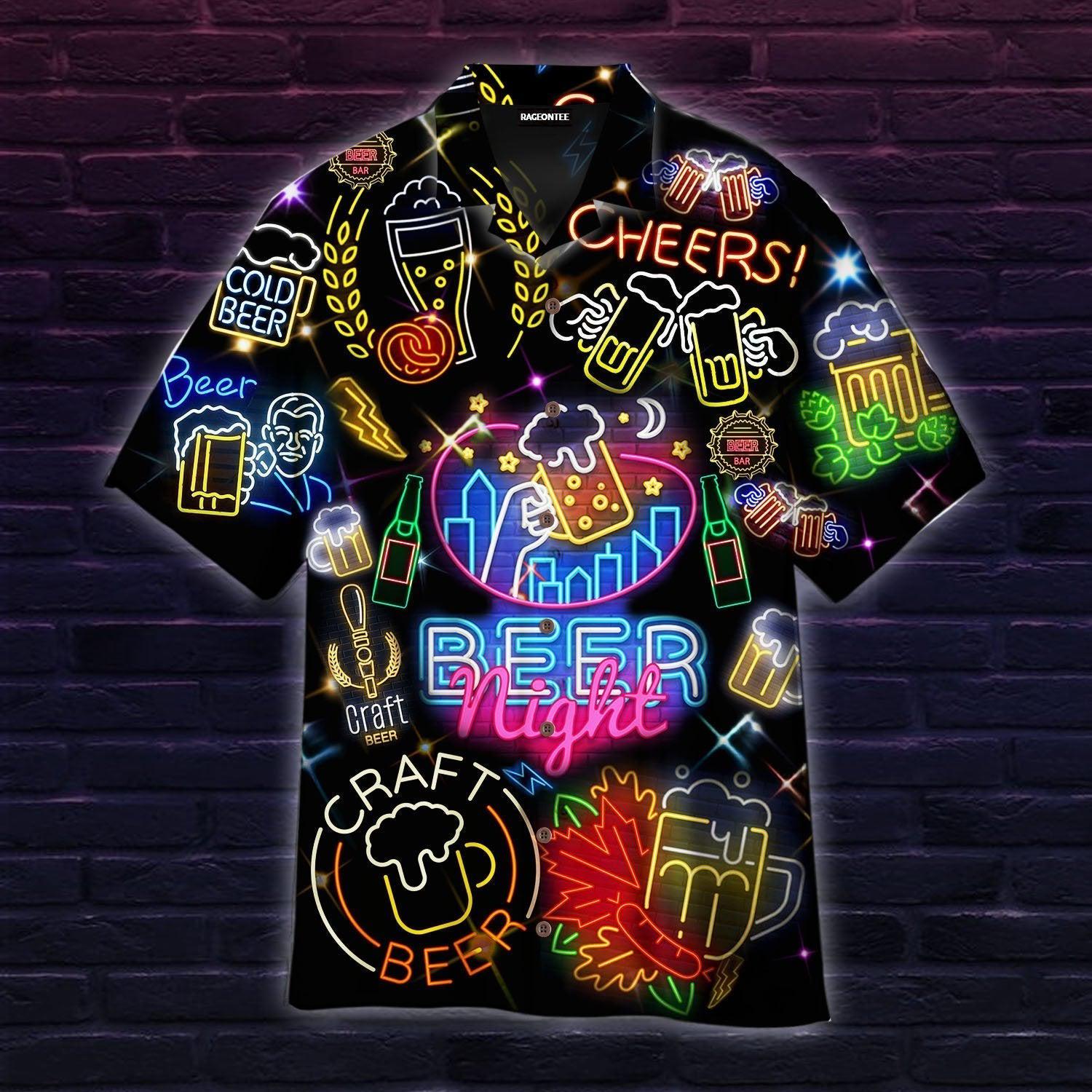 Beer Night Neon Hawaii Shirt For Men Women Ha61078