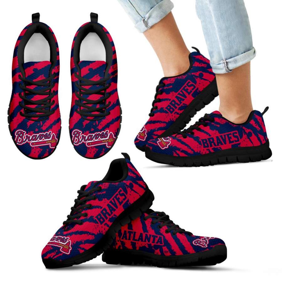 Stripes Pattern Print Atlanta Braves Sneakers V3