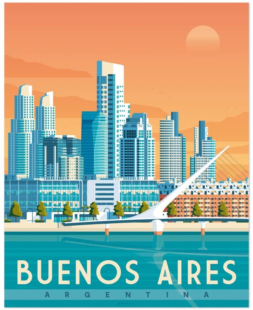 Visit To Buenos Aires Travel To Argentina  Poster Art Print      Home Decor Gift For Men Women Family Friend On Birthday, Xmas