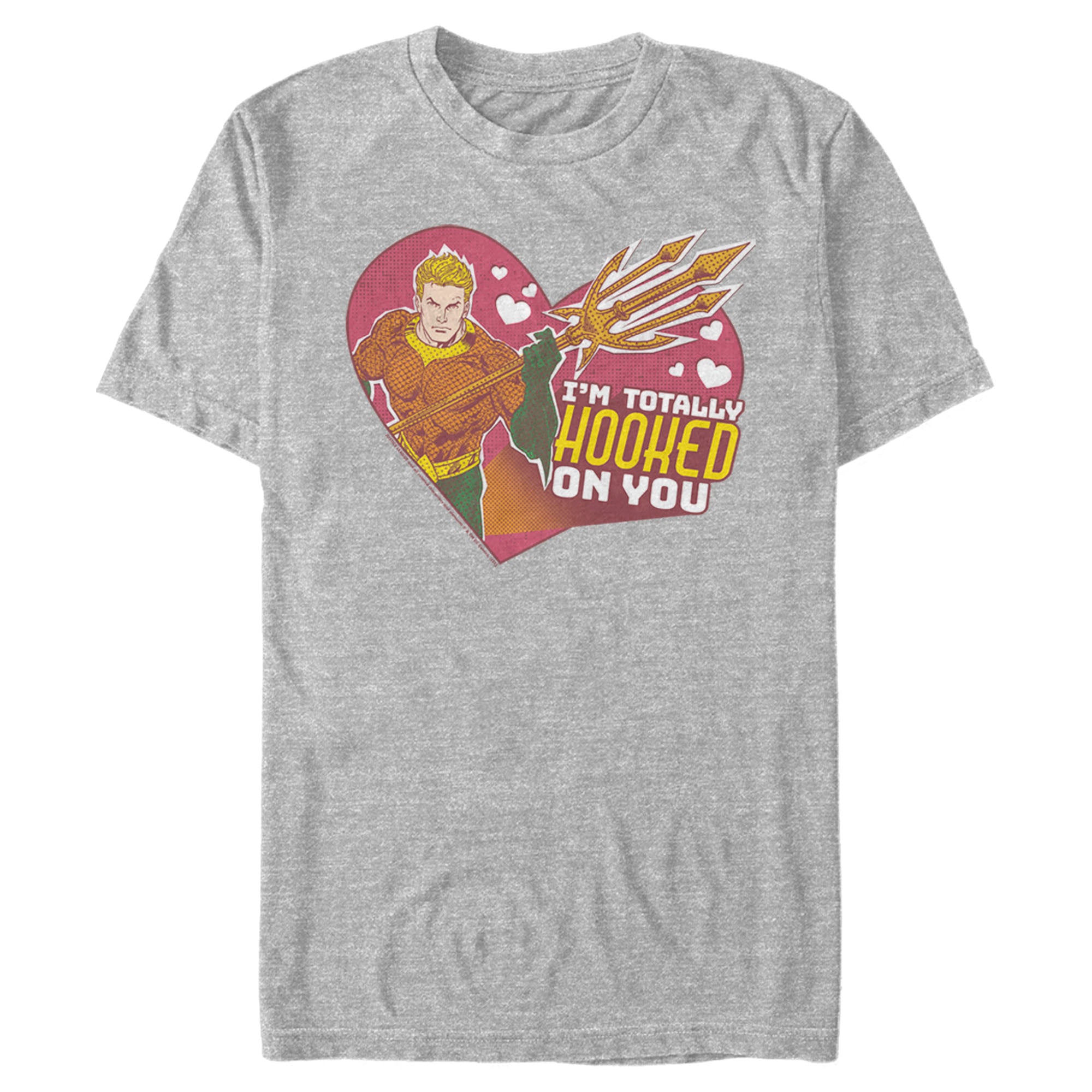 Men’S Justice League Valentine’S Day Aquaman I’M Totally Hooked On You T-Shirt