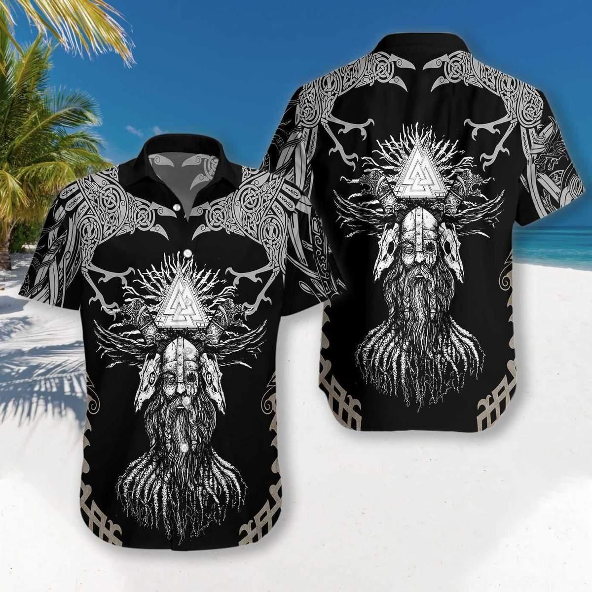 Viking Odin Aloha Hawaiian Shirt Colorful Short Sleeve Summer Beach Casual Shirt For Men And Women