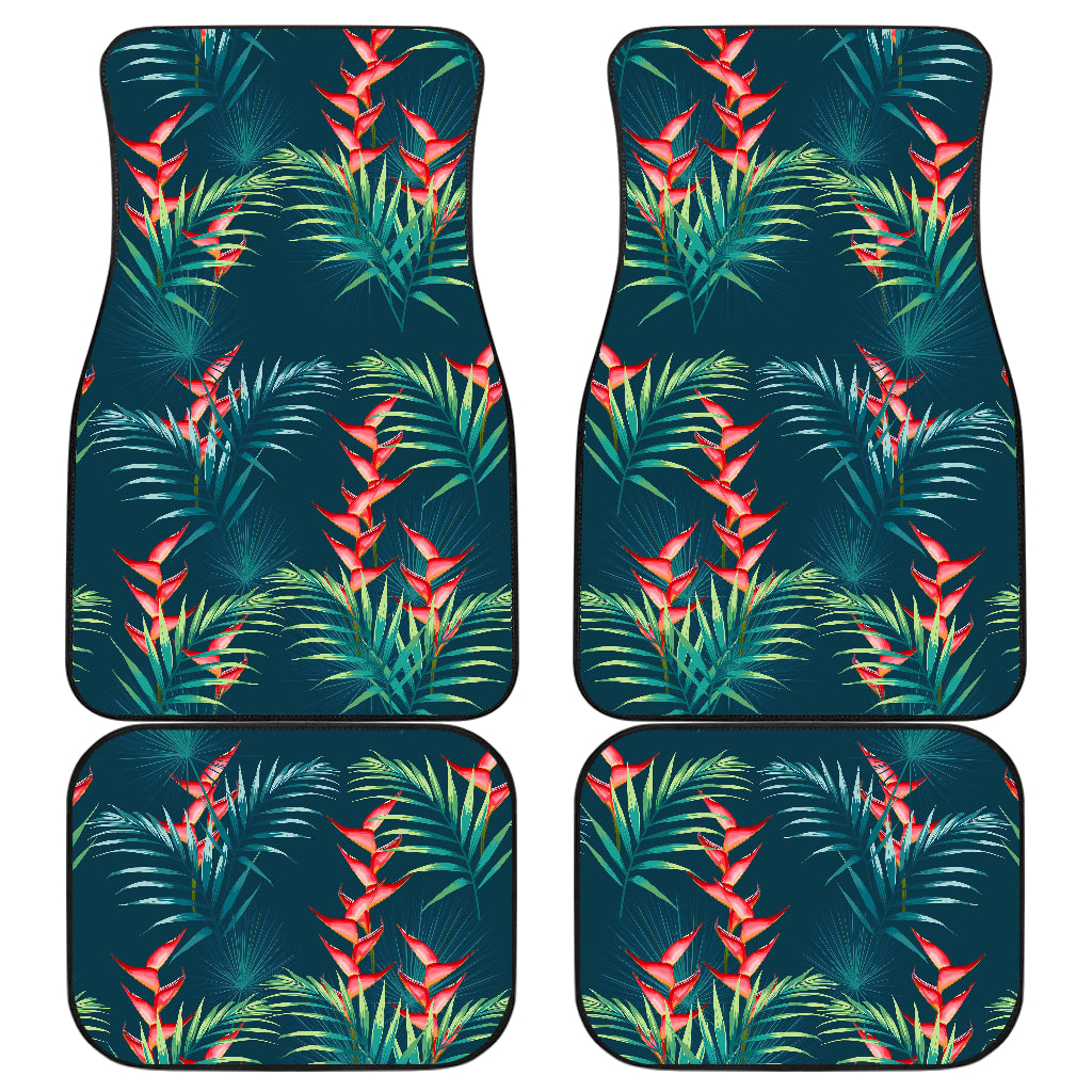 Tropical Plants Hawaii Pattern Print Front And Back Car Floor Mats, Front Car Mat