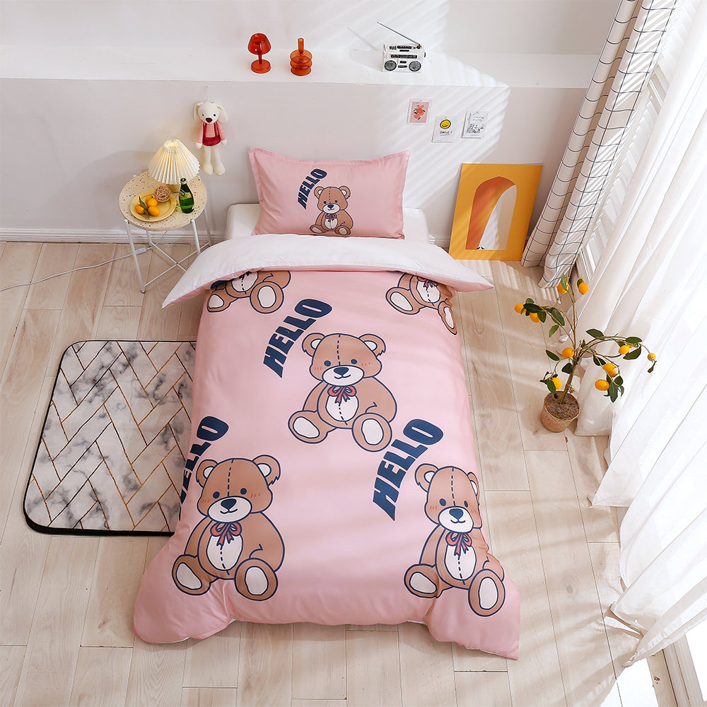 3D Cartoon Animal Pink Bear Quilt Cover Set Bedding Set Duvet Cover Pillowcases 171