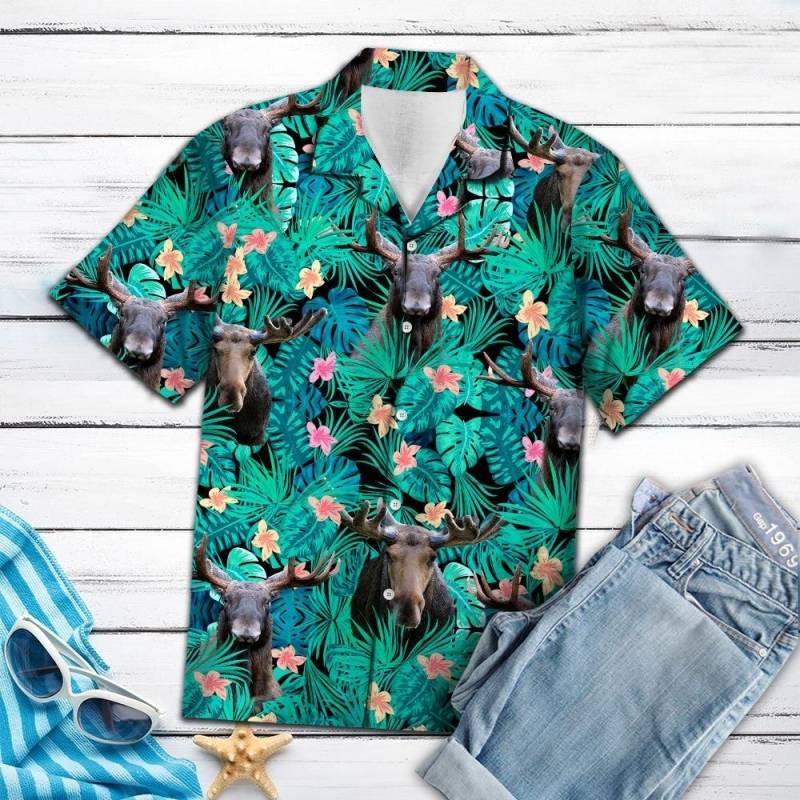 Artsyhomes Moose Tropical Hawaiian Ha58809