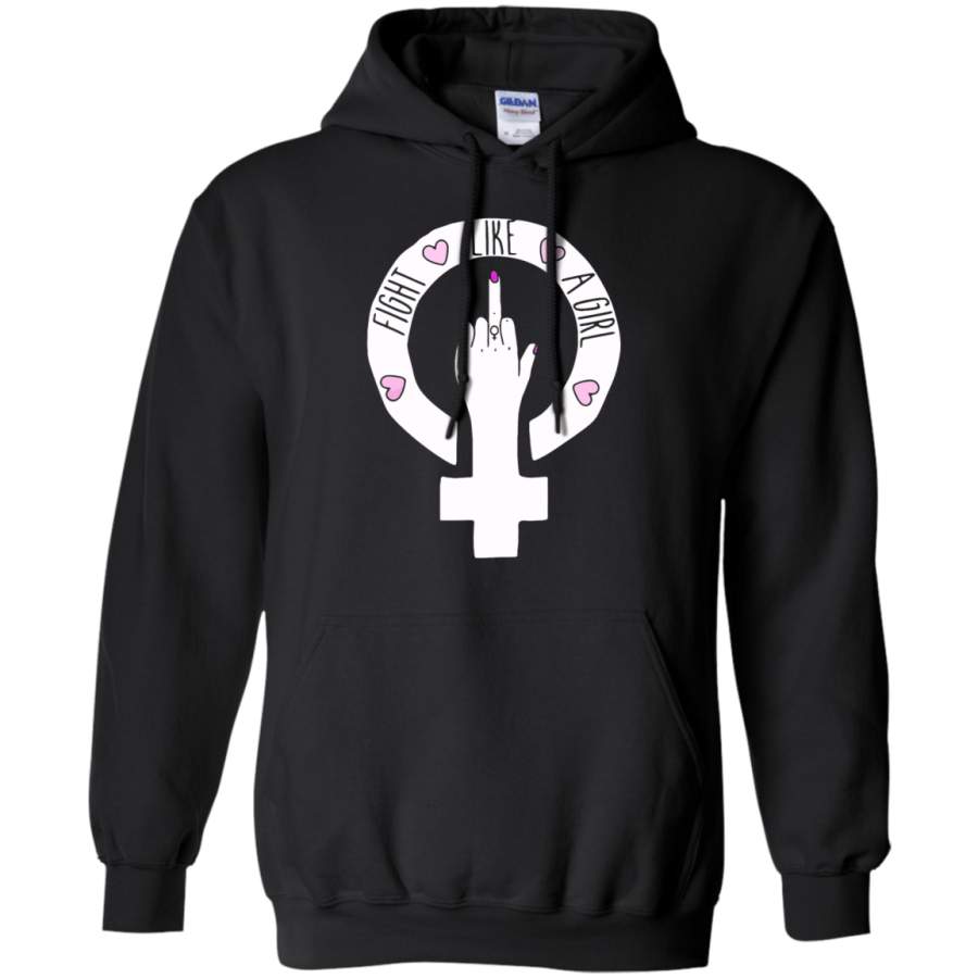 AGR Fight Like A Girl Woman Symbol Middle Finger Hoodie