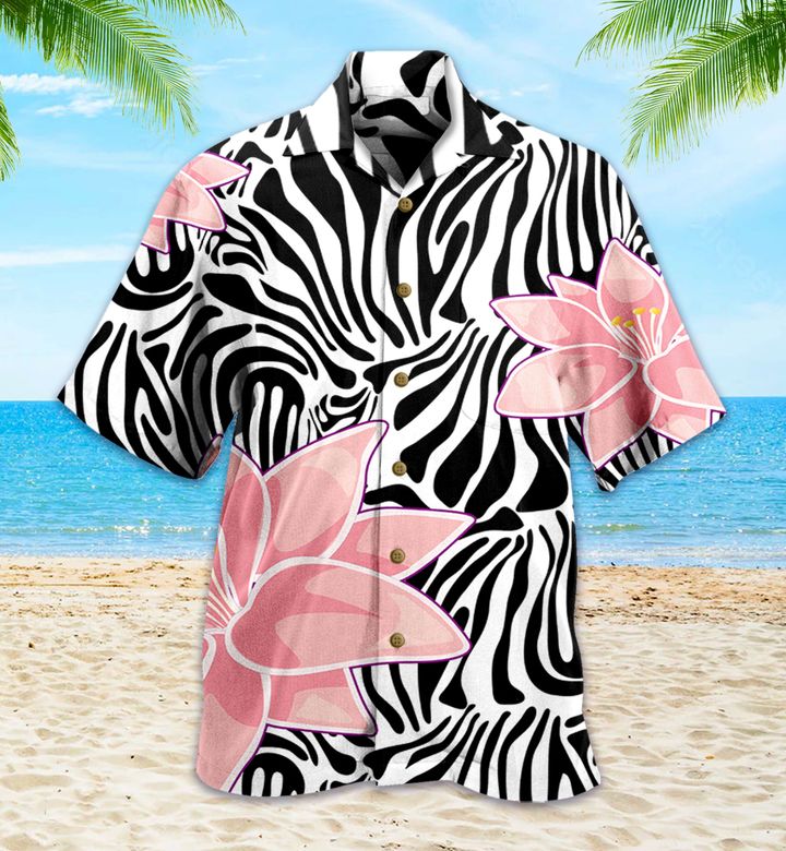 Pink Lily Zebra Print Hawaii Shirt Ha37330