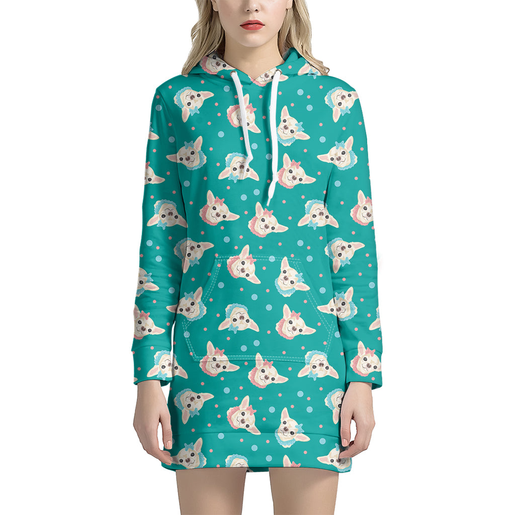 Chihuahua Puppy Pattern Print Women’S Pullover Hoodie Dress