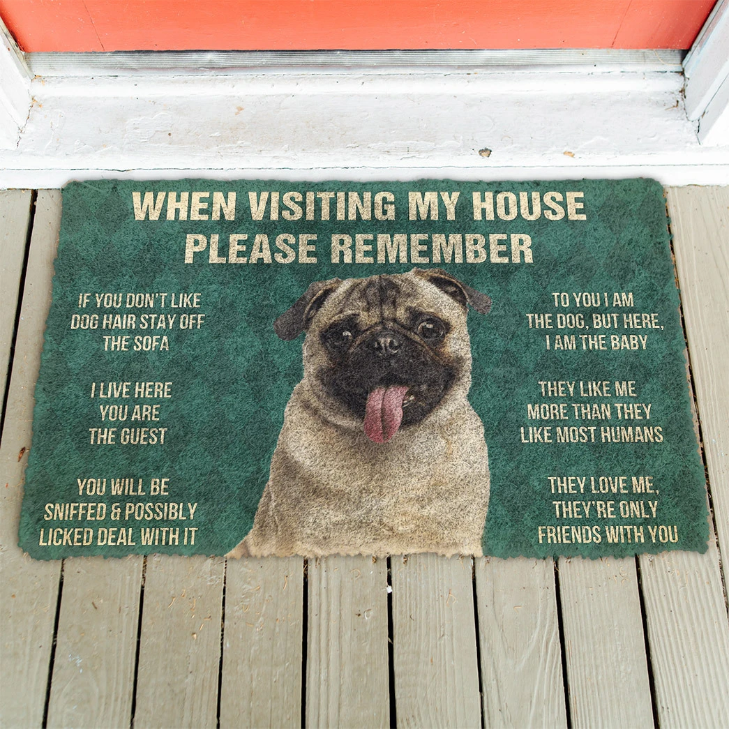 3D Please Remember Pug Dog’s House Rules Doormat