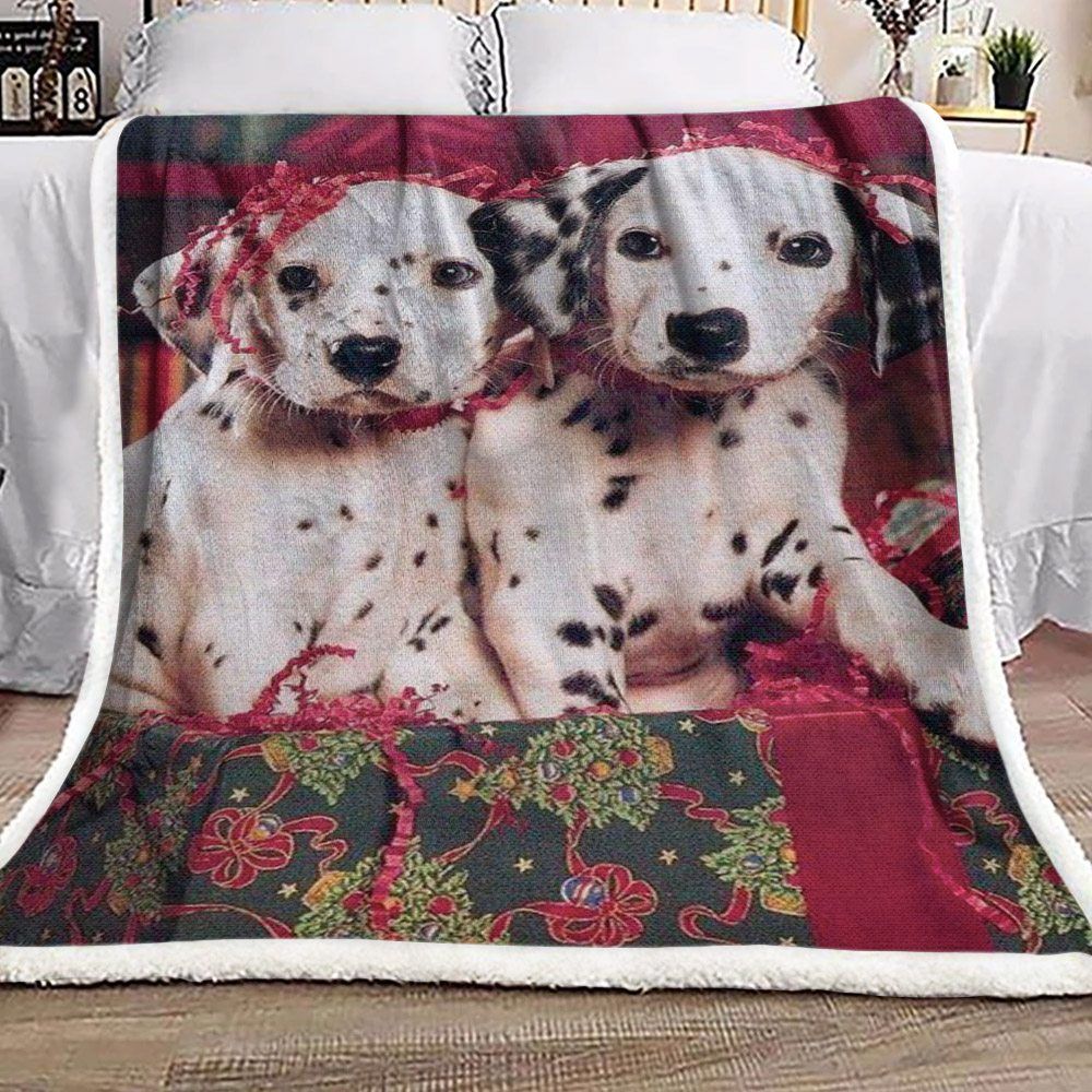 Christmas Dalmatian Puppy Dn1810053F Sherpa Fleece Blanket