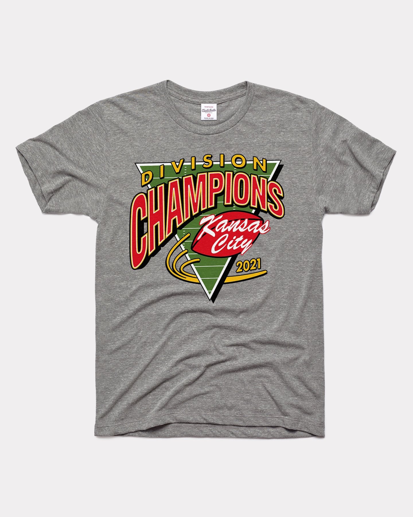 Arrowhead Kansas City Football 2021 Division Champions Vintage Grey T-Shirt