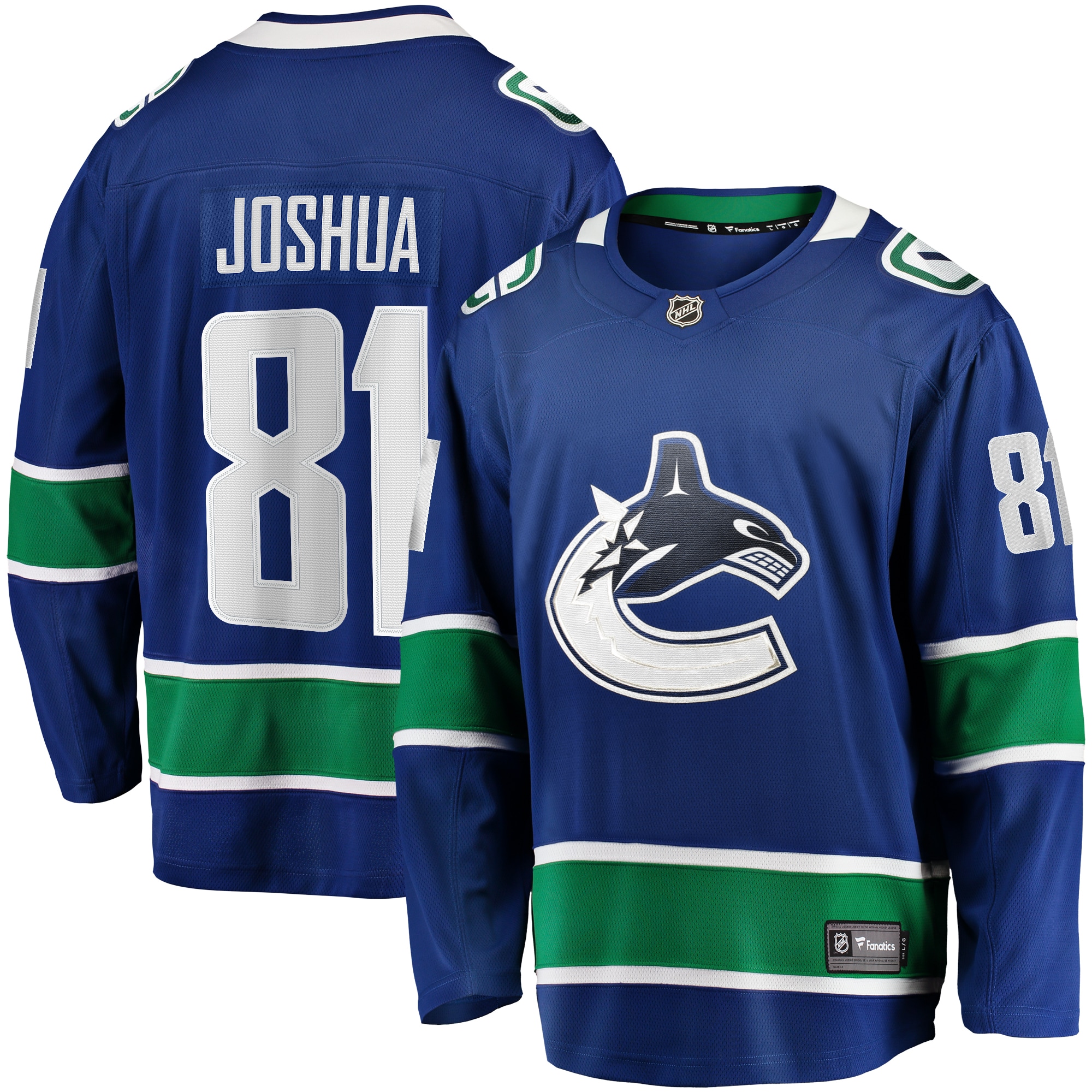 Dakota Joshua Vancouver Canucks Branded Home Premier Breakaway Player Jersey – Blue