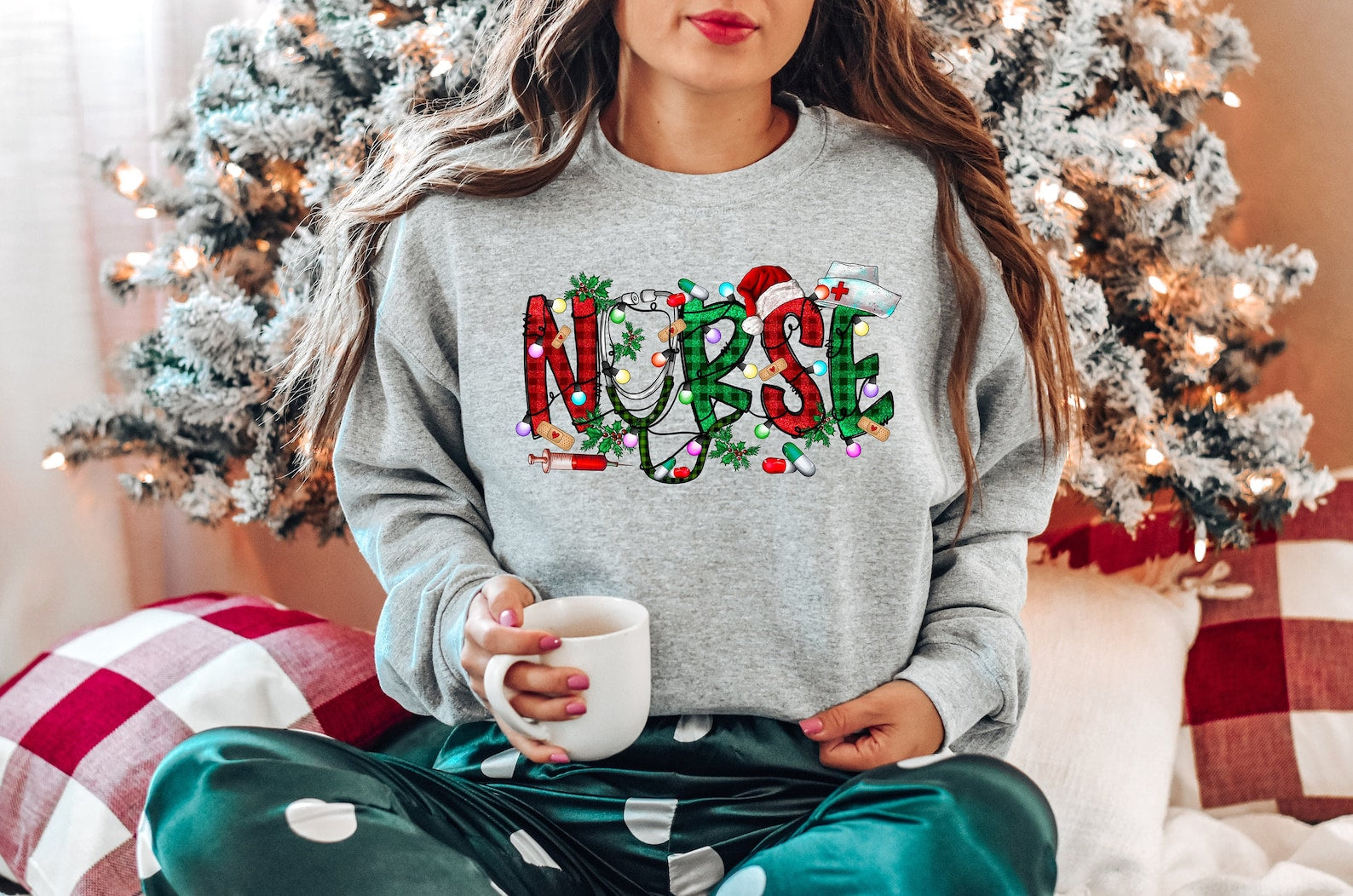 Christmas Nursing Sweatshirt 2D Crewneck Sweatshirt All Over Print Sweatshirt For Women Sweatshirt For Men Sws5005