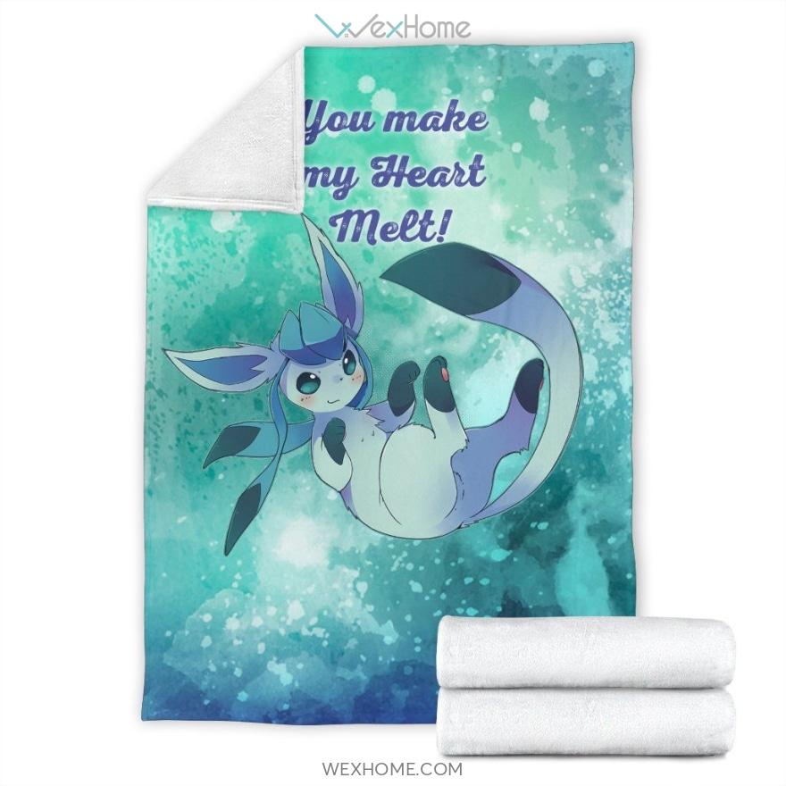 Glaceon Heart Melt Love Quote Pokemon Anime Blanket Premium Blanket W1111