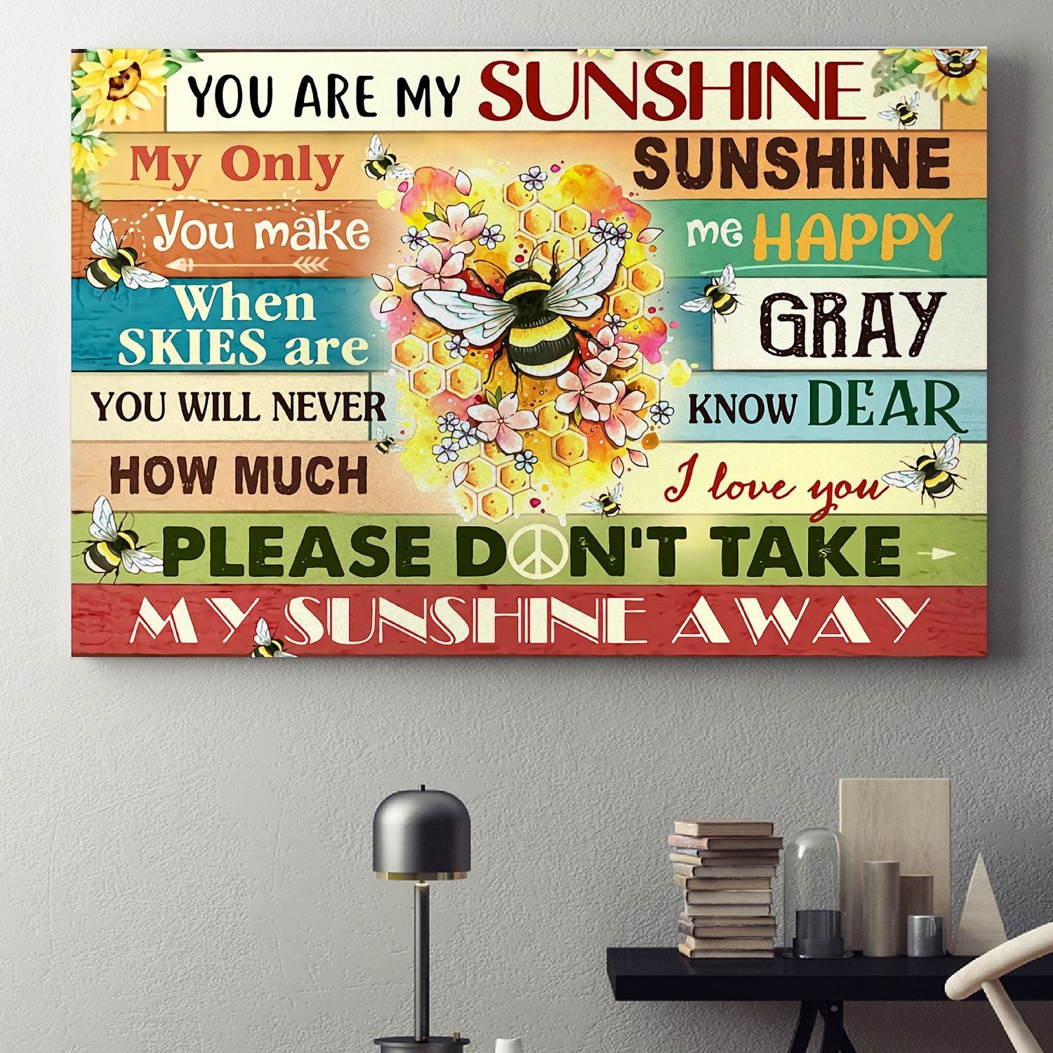 Beehive Cartoon Poster – You Are My Sunshine Canvas Home Décor Birthday Christmas Gifts For Kids Children – Gigo Smart