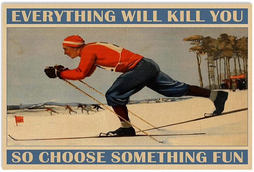 Vintage Man Skiing Choose Something Fun Poster Art Print      Home Decor Gift For Men Women Family Friend On Birthday Xmas