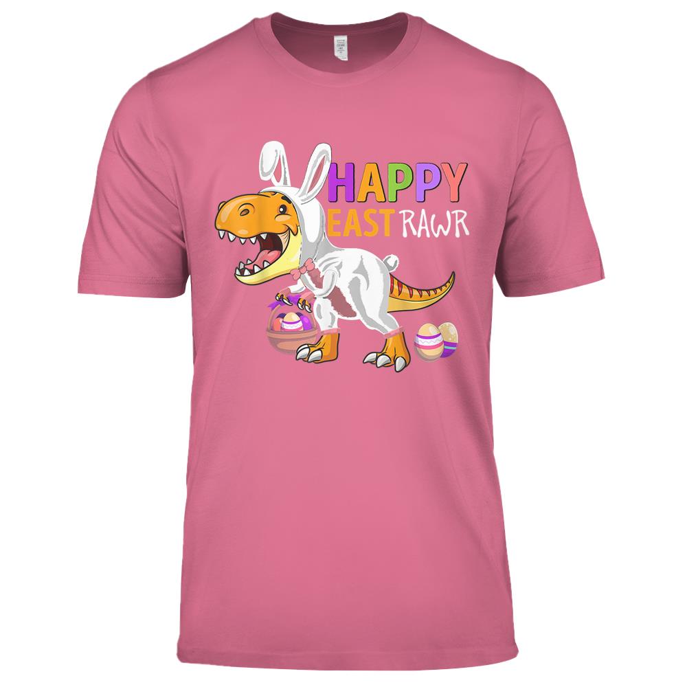 Boys Toddlers Easter Bunny T Rex Dinosaur Happy Eastrawr Premium T Shirts