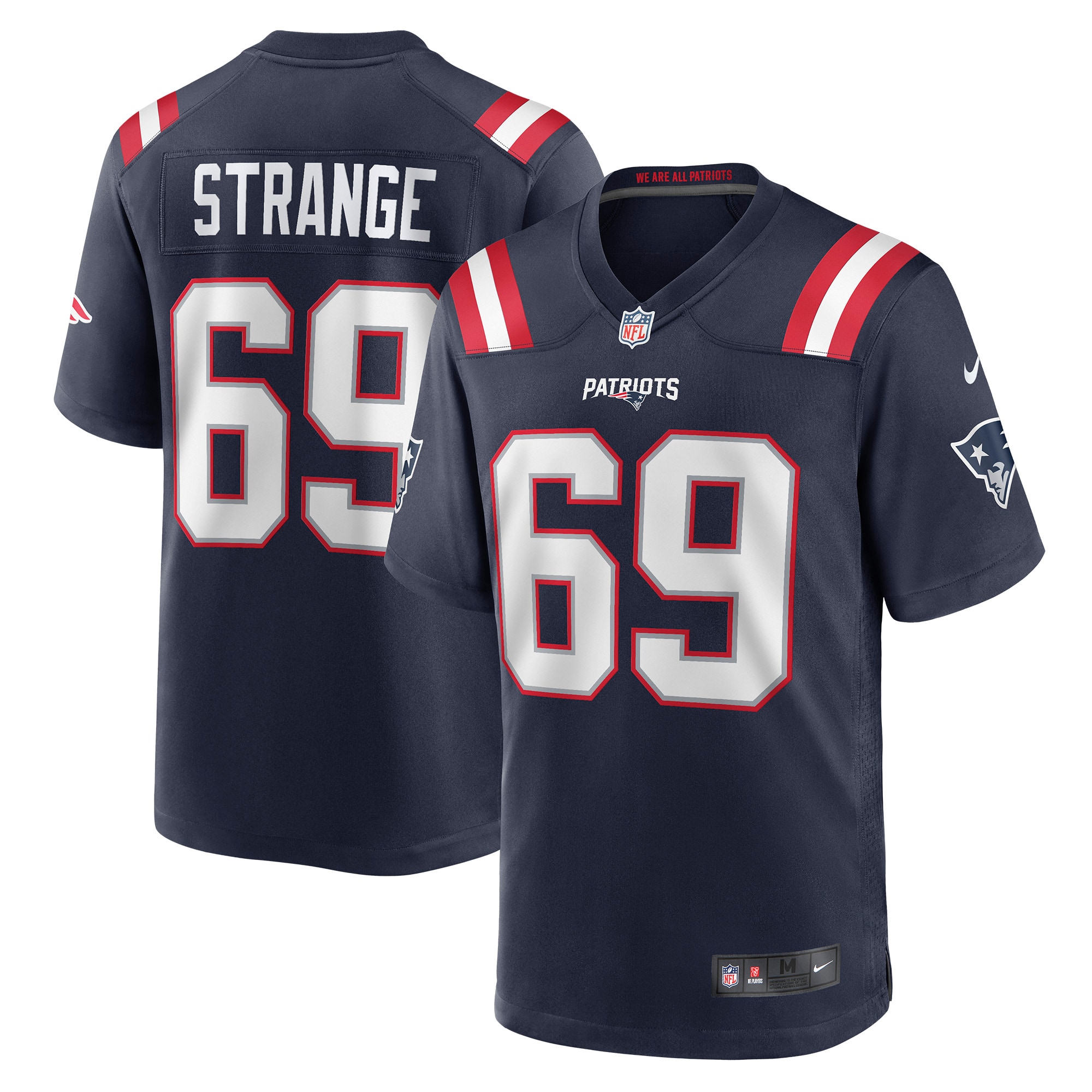 Men’s New England Patriots Cole Strange Navy Player Game Jersey