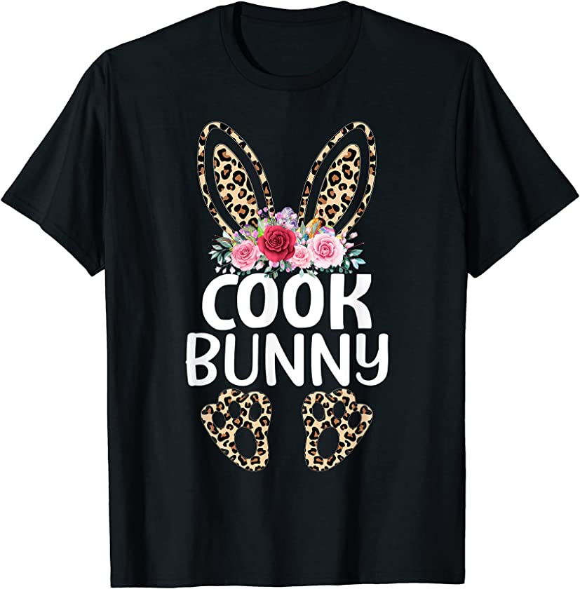 Matching Funny Leopard Print Bunny Cook Easter T-Shirt