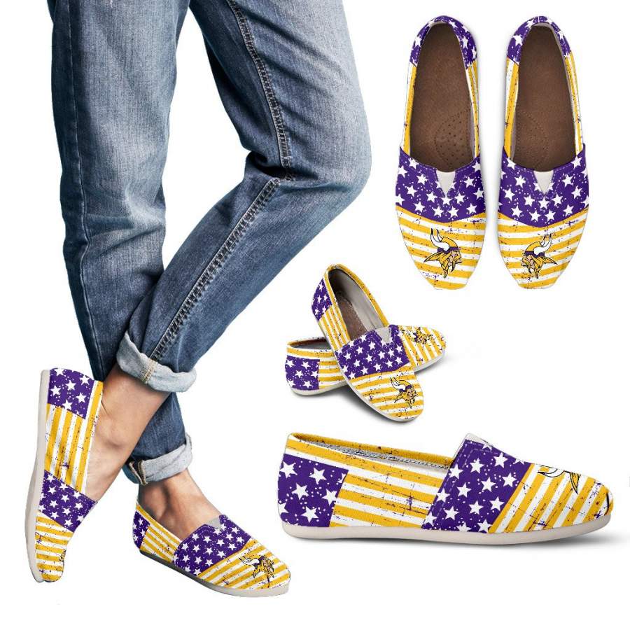 Star Stripers America Flag Minnesota Vikings Women Casual Shoes