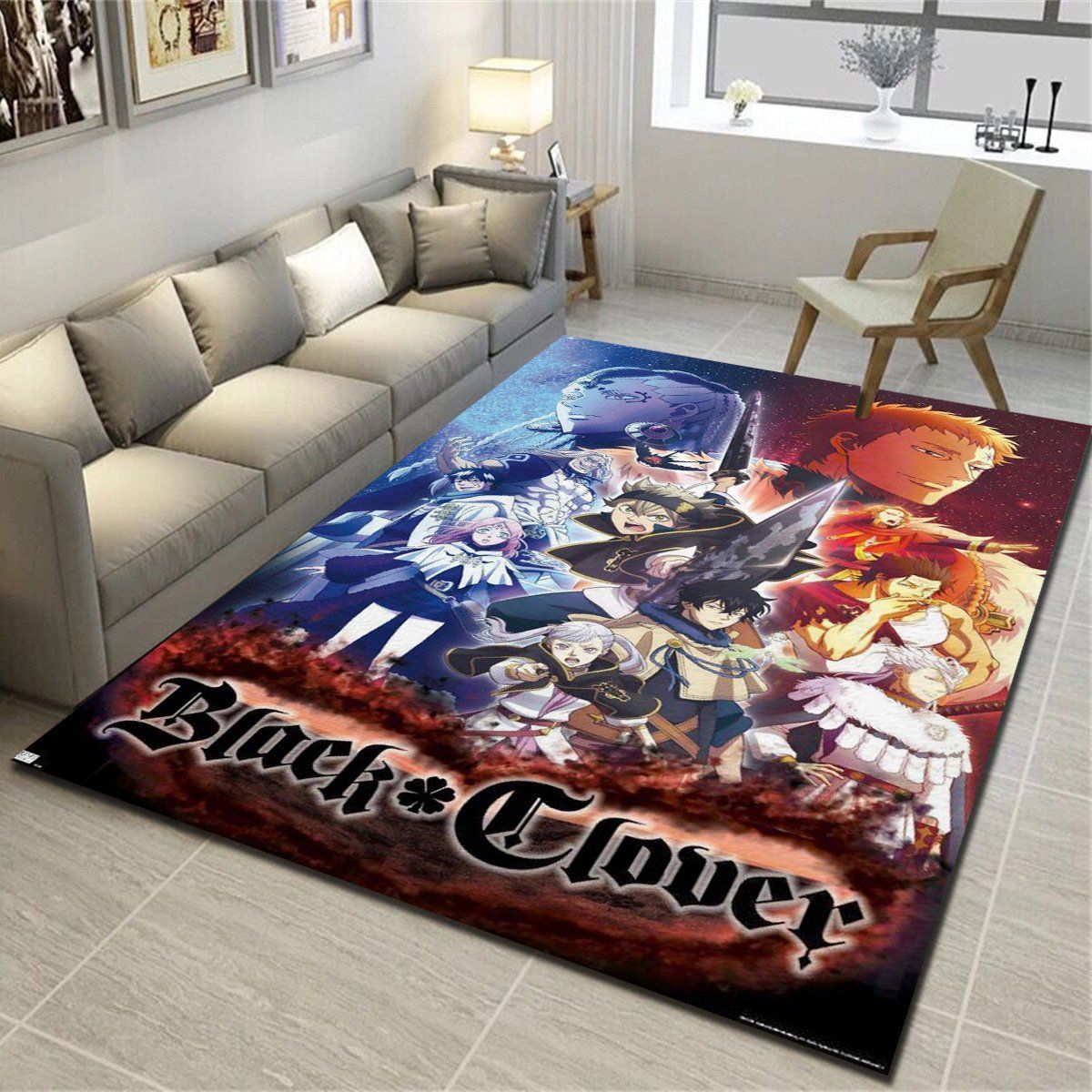 Black Clover One Sheet Area Rugs, Living Room Carpet