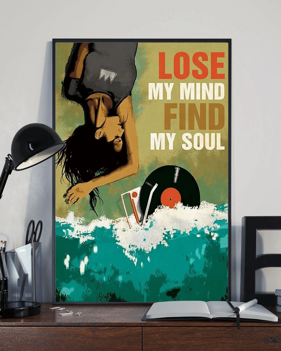 Vinyl Records Poster Canvas – Lose My Mind Find My Soul Vintage Home Decor Wall Art Evg80141