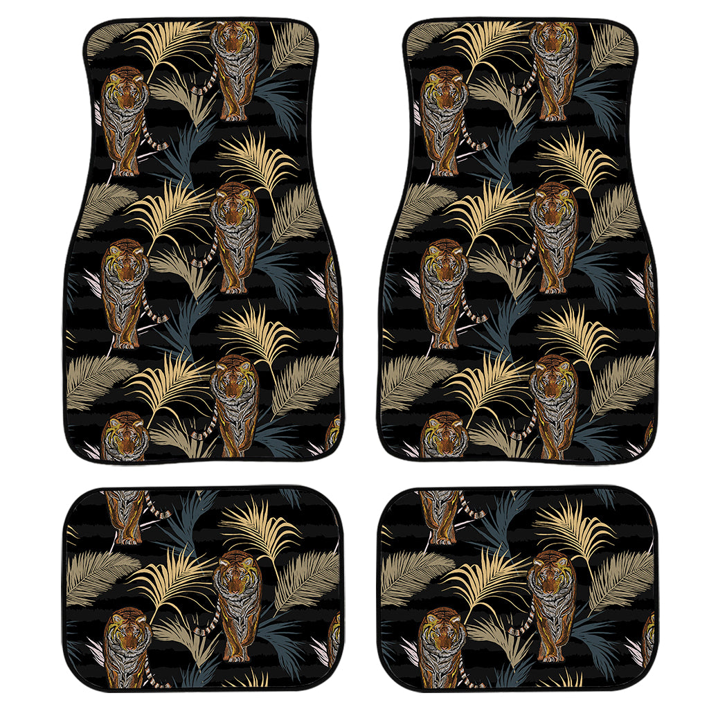 Vintage Tropical Tiger Pattern Print Front And Back Car Floor Mats