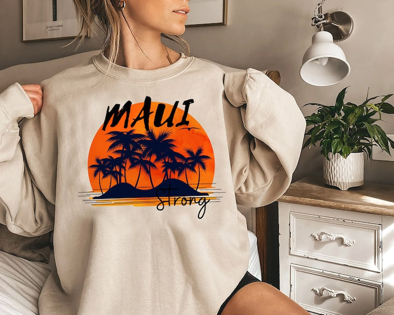 Maui Strong Sweatshirt, Pray For Maui Sweatshirt, Maui Wildfire Relief Sweatshirt, Lahaina Support Maui Sweatshirt, Maui Love&Peace Awareness Sweatshirt, Donation Sws2079