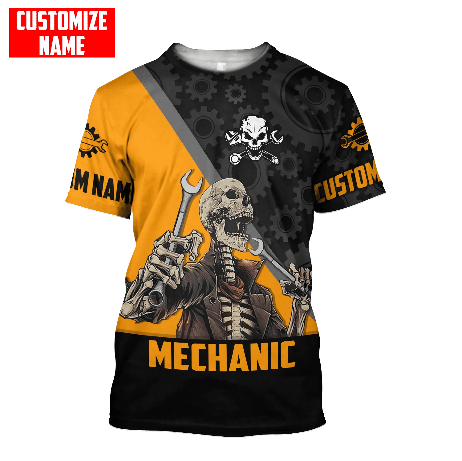 Personalized Auto Mechanic Skull 3D All Over Printed Unisex Shirts