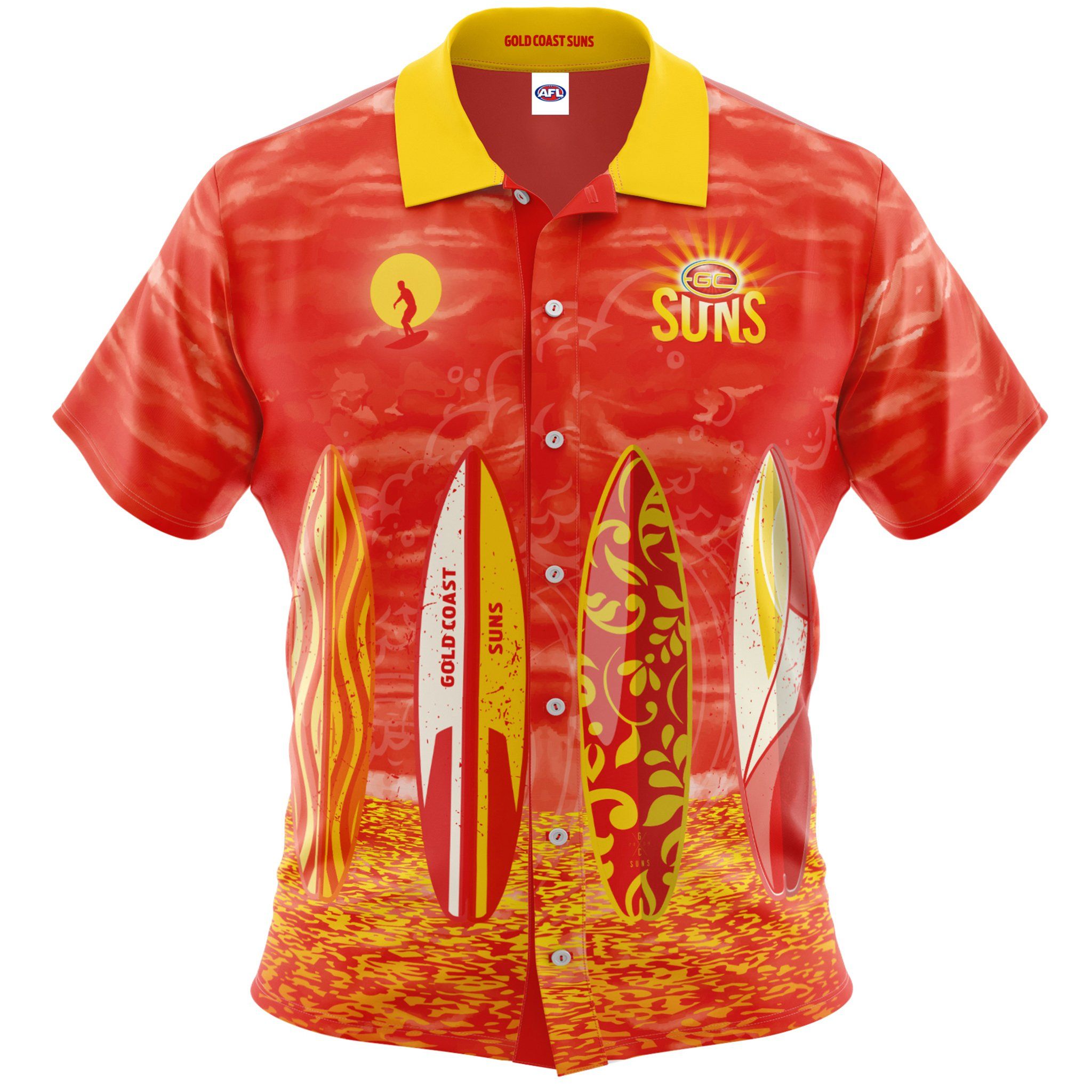 Afl Gold Coast Suns Hawaiian Shirt